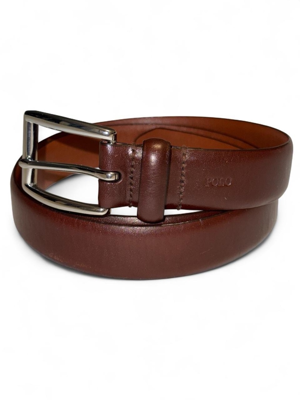 Polo Ralph Lauren Brown Italian Leather Harness Mens Belt. Size 38” Good Cond.